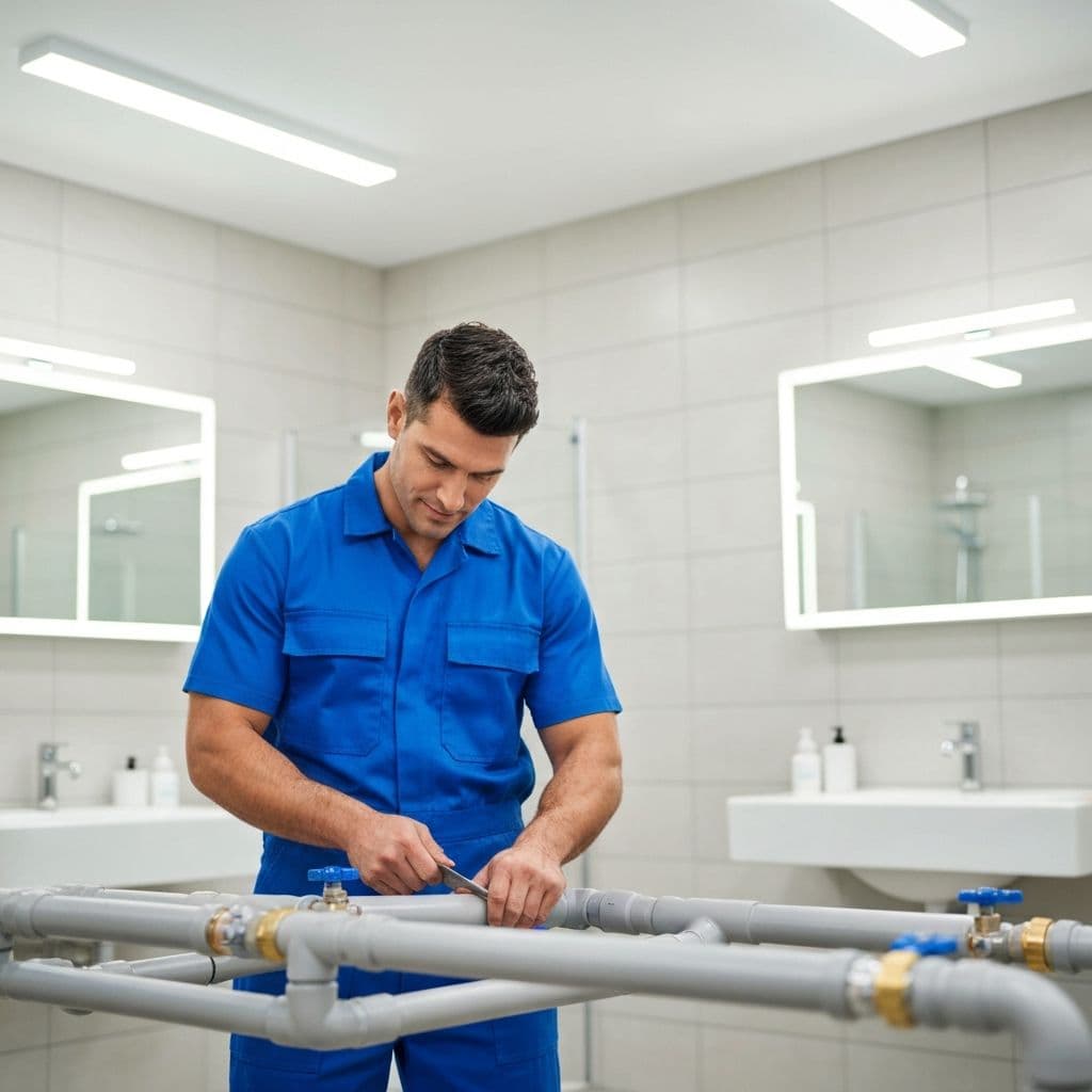 Licensed plumber performing sanitary installations and pipe fittings