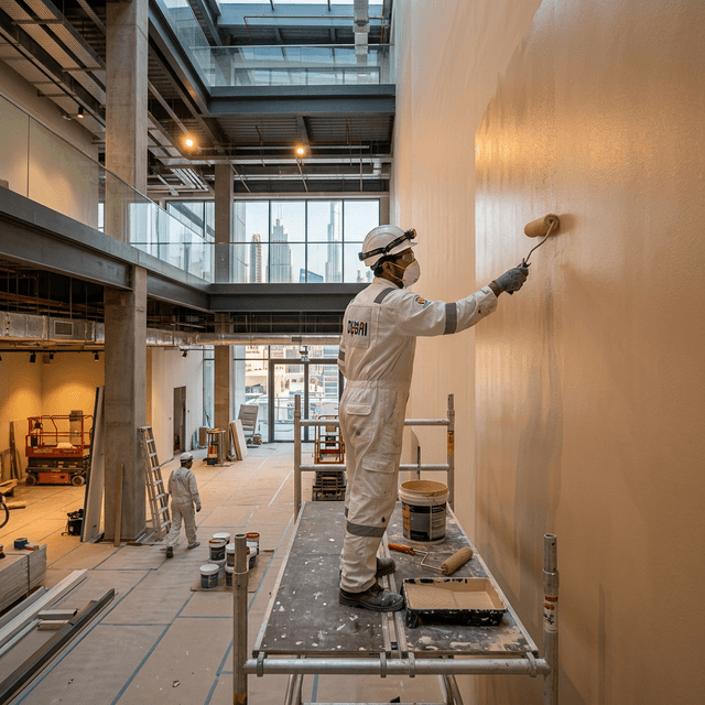 Professional painter applying premium wall coatings in Dubai